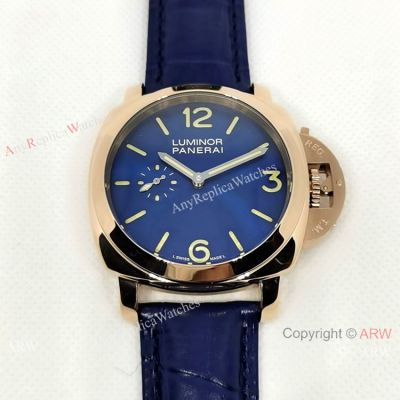 Replica Officine Panerai Luminor Watch 44MM Rose Gold Blue Dial